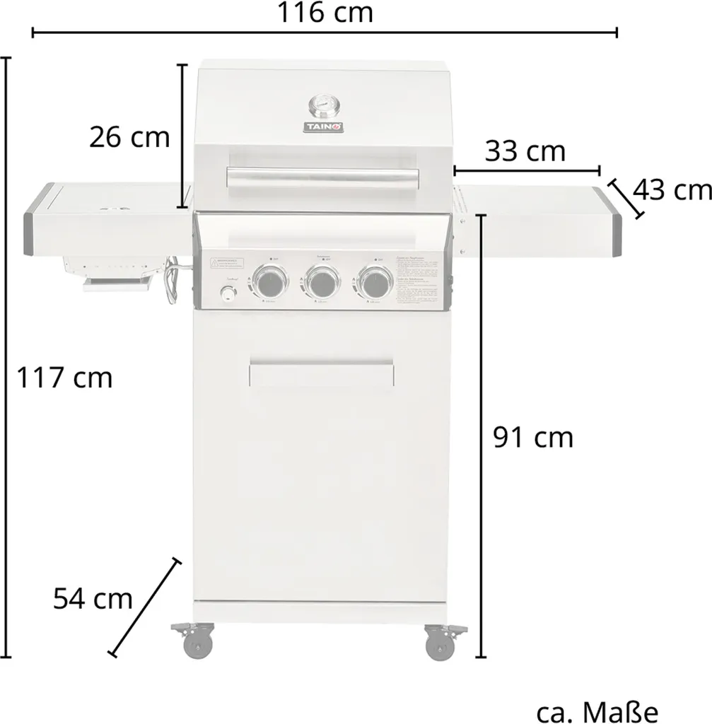 TAINO PLATINUM 2+1 Gasgrill Komplett Edelstahl 4-Brenner Silber Grillwagen BBQ Keramik-Brenner Sear-Zone 7 TAINO PLATINUM 2+1 Gasgrill Komplett Edelstahl 4-Brenner Silber Grillwagen BBQ Keramik-Brenner Sear-Zone – Bild 7