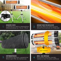 KESSER® Infrarotstrahler Heizstrahler Terrassenstrahler 2500W Mit Fernbedienung Inkl. Schutzhülle Höhenverstellbarem Teleskopstativ Wickeltischstrahler Terrassenheizer Quarzstrahler Infrarot, Leistung:2500W Mit Fernbedienung 9 KESSER® Infrarotstrahler Heizstrahler Terrassenstrahler 2500W Mit Fernbedienung Inkl. Schutzhülle Höhenverstellbarem Teleskopstativ Wickeltischstrahler Terrassenheizer Quarzstrahler Infrarot, Leistung:2500W Mit Fernbedienung -Grünwelt Exporteren Garten-Winkel ad39f386bb7c8c9fada18a680cda09fd
