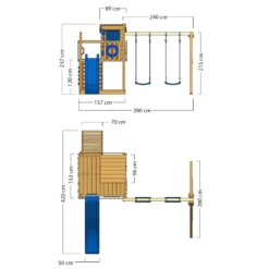 WICKEY Spielturm Klettergerüst Smart Camp Mit Schaukel & Rutsche, Baumhaus Mit Sandkasten, Kletterleiter & Spiel-Zubehör - Blau -Grünwelt Exporteren Garten-Winkel ad761160e470d2983ee274481c7233c0