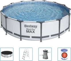 Bestway Steel Pro Max™ Frame Pool Komplett-Set, Rund, 427x107cm, 56950 -Grünwelt Exporteren Garten-Winkel ada5de68bfdf01561695e2b241dbfe48