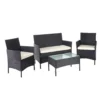 Poly-Rattan Garten-Garnitur HWC-D82, Sitzgruppe Lounge-Set Schwarz Mit Kissen Creme