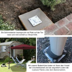 EINFEBEN Universal Bodenplatte Metall Sonnenschirmstaender Fuer Sonnenschirm Ampelschirm Kurbelschirm Bodentraeger Bodenanker Einfache Montage 16 X 16 Cm -Grünwelt Exporteren Garten-Winkel ae8bd00583a8f1941734f3c12f493f72