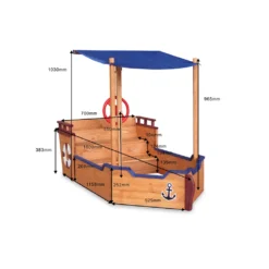 HOME DELUXE - Sandkasten MATSCHEKISTE - 160 X 78 X 103 Cm - , Piratenschiff, Sandkiste Mit Sonnendach, Aufklappbare Sitzbank, Spielzeug -Grünwelt Exporteren Garten-Winkel ae930ce392425717fff393d6ca9a44be