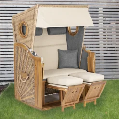 Hoberg Premium 2-Sitzer-Strandkorb Mit Bullaugen -Grünwelt Exporteren Garten-Winkel aeba2c1a47f15f12f5f434170ebb8d48