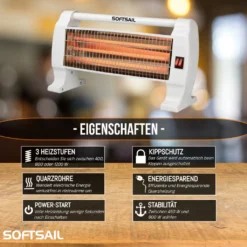 Quarz-Heizstrahler Mit 3 Leistungsstufen, 400 / 800 / 1200 Watt -Grünwelt Exporteren Garten-Winkel aee29526a5a84c5500f5ff89c4f943cd