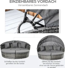 Outsunny Rattan Sonneninsel 5-teilige Loungegruppe Mit Sonnendach Sitzgruppe Mit Kissen Und Beistelltisch Höhenverstellbar Metall Grau 1785 X 10 X 147 Cm -Grünwelt Exporteren Garten-Winkel af0bf8107e3a33556d630ac27c0301d4