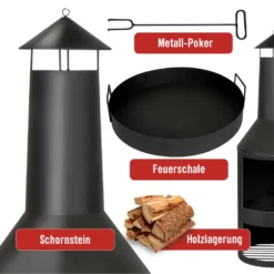 BBQ Collection Gartenkamin - Mit Schornstein - Outdoor-Ofen - 134 X 44,5 CM - Mit Schürhaken - Schwarz -Grünwelt Exporteren Garten-Winkel af4196cf9880545ebb2614ab979a666f