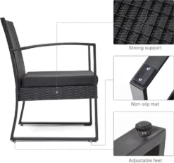 Polypropylen Gartenmöbel Set, Inkl. 2 Sitzgruppe Und 1 Tisch, Sitzgruppe Balkon 3er Garten Set, Terrasse Wetterfeste Balkonmöbel, Schwarz -Grünwelt Exporteren Garten-Winkel af88fa2b16c11b51a407f776e567896c