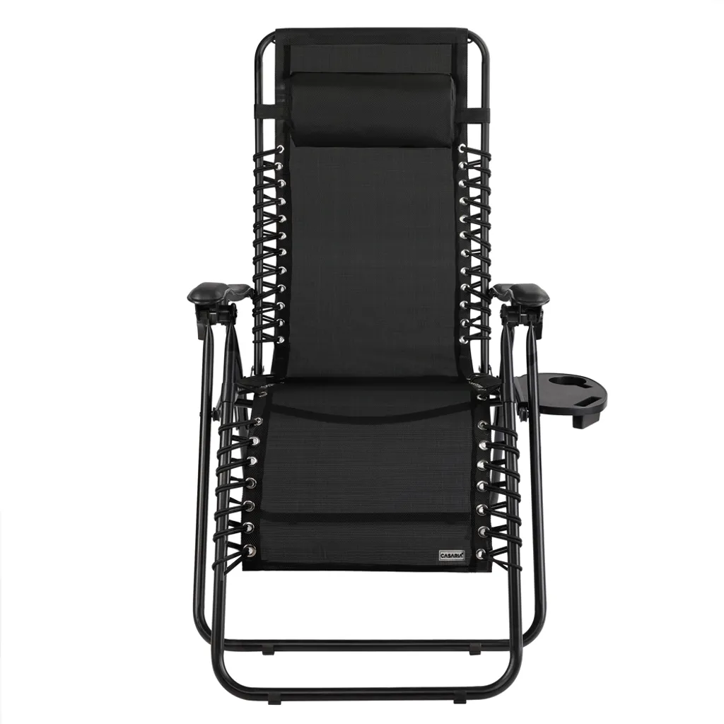 Casaria Liegestuhl Verstellbar Kopfpolster Klappbar Stahl Fußschoner Garten Liege Hochlehner Gartenstuhl, Farbe:schwarz 9 Casaria Liegestuhl Verstellbar Kopfpolster Klappbar Stahl Fußschoner Garten Liege Hochlehner Gartenstuhl, Farbe:schwarz – Bild 9