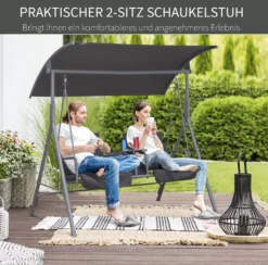 Outsunny Hollywoodschaukel Gartenschaukel Schaukel 2-Sitzer Mit Sonnendach Grau 175 X 112 X 165cm -Grünwelt Exporteren Garten-Winkel b03f987973940e3f9060fe3496b98010
