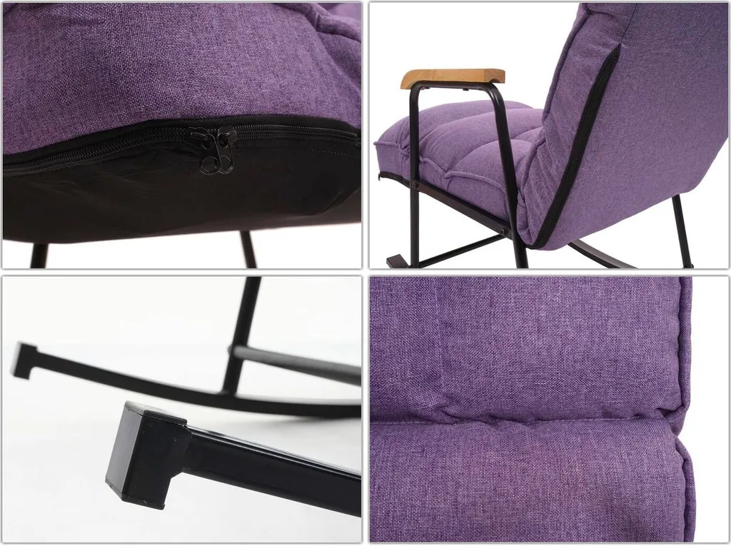 Schaukelstuhl HWC-K40, Schaukelsessel Schwingstuhl Relaxsessel, Liegefunktion Metall Stoff/Textil Lila-flieder 2 Schaukelstuhl HWC-K40, Schaukelsessel Schwingstuhl Relaxsessel, Liegefunktion Metall Stoff/Textil Lila-flieder – Bild 2