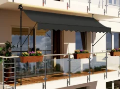 LED - Markise Mit Kurbel 350cm Breit Klemmmarkise Balkonmarkise Sonnenschutz Terrasse Balkon - 350x150cm - Anthrazitlkonmarkise 350cm - Anthrazit -Grünwelt Exporteren Garten-Winkel b1128c32f18ccaf1770c76ad3fb3694d