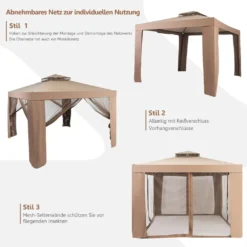 COSTWAY Gartenpavillon Partyzelt Mit 4 Seitenwänden Reißverschluss Und Moskitonetz 300x300x265cm Kaffee -Grünwelt Exporteren Garten-Winkel b21bfe290649481281ca0ba982435596