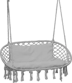 Linder Exclusiv Doppel-Hängesessel, Hängesitz, Hängestuhl, Hängeschaukel, Hängekorb Dunkelgrau Hellgrau