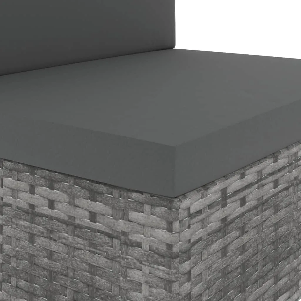 VidaXL Modulares 2-Sitzer-Sofa Poly Rattan Grau 2 VidaXL Modulares 2-Sitzer-Sofa Poly Rattan Grau – Bild 2