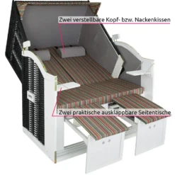 Tectake Strandkorb Mit Polster, Verstellbar, Inkl. Schutzhülle - Bunt