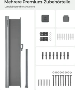 SONGMICS Alu Seitenmarkise, Ausziehbar, 160 X 400 Cm, Aus Polyester (280 G/m²), Markise, Sichtschutz, Sonnenschutz, Blickdicht, Seitenrollo, Für Balkon, Terrasse, Garten, Hellgrau ASG164G03 -Grünwelt Exporteren Garten-Winkel b42432c36d9e492283695f222121ef6e