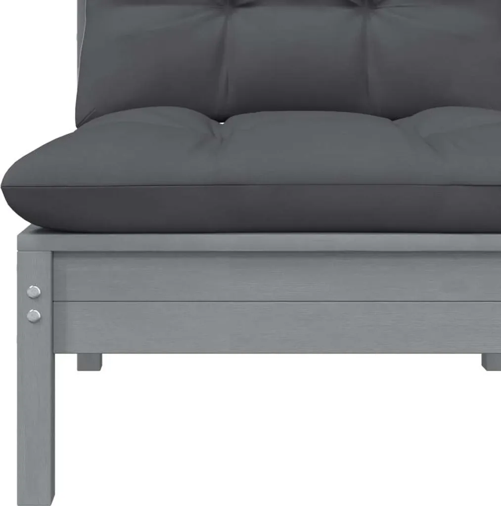 VidaXL 2-Sitzer-Gartensofa Mit Kissen Grau Massivholz Kiefer 5 VidaXL 2-Sitzer-Gartensofa Mit Kissen Grau Massivholz Kiefer – Bild 5
