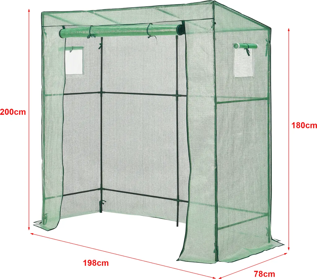 Gewächshaus Vlaardingen 198x78x200cm Mit Pultdach Foliengewächshaus Treibhaus Für Tomaten Stahlrahmen Grün 3 Gewächshaus Vlaardingen 198x78x200cm Mit Pultdach Foliengewächshaus Treibhaus Für Tomaten Stahlrahmen Grün – Bild 3
