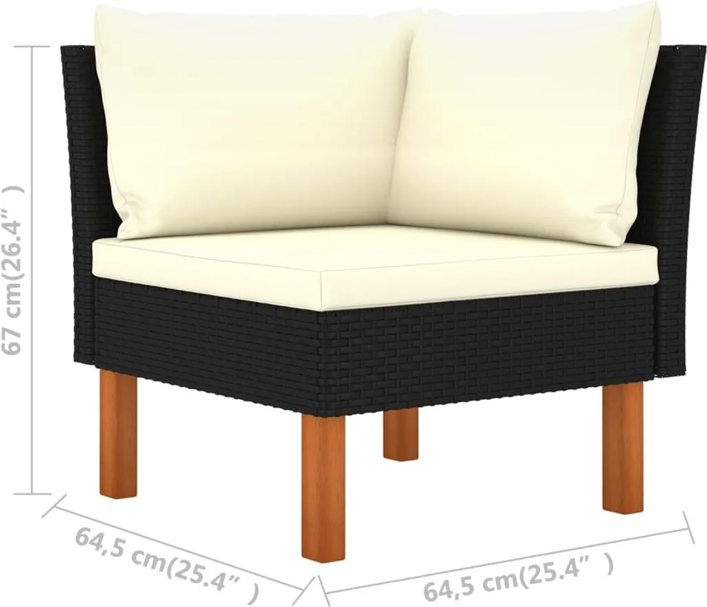 VidaXL 4-tlg. Garten-Lounge-Set Mit Kissen Poly Rattan Schwarz 7 VidaXL 4-tlg. Garten-Lounge-Set Mit Kissen Poly Rattan Schwarz – Bild 7