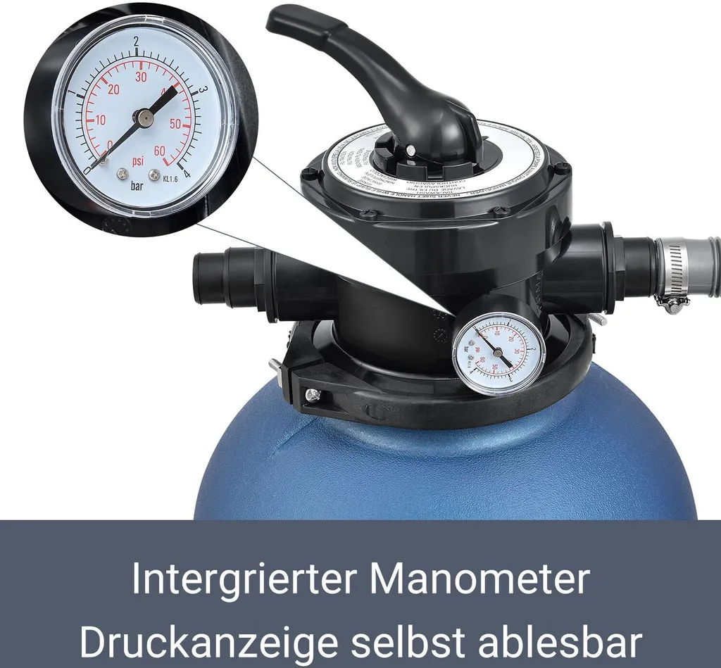 Juskys Sandfilteranlage PSFA20A – Robuster Pool-Filter Mit 4 Wege-Ventil Und Druckanzeige - Mit Selbstreinigungsfunktionen Und Winterfest 7 Juskys Sandfilteranlage PSFA20A – Robuster Pool-Filter Mit 4 Wege-Ventil Und Druckanzeige - Mit Selbstreinigungsfunktionen Und Winterfest – Bild 7