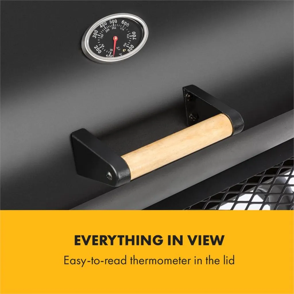 Beef Brisket Smoker Grill | Holzkohlegrill/Smoker | Rostfreie Grillroste Aus Edelstahl | Thermometer Im Deckel | 2 Große Räder 8 Beef Brisket Smoker Grill | Holzkohlegrill/Smoker | Rostfreie Grillroste Aus Edelstahl | Thermometer Im Deckel | 2 Große Räder – Bild 8