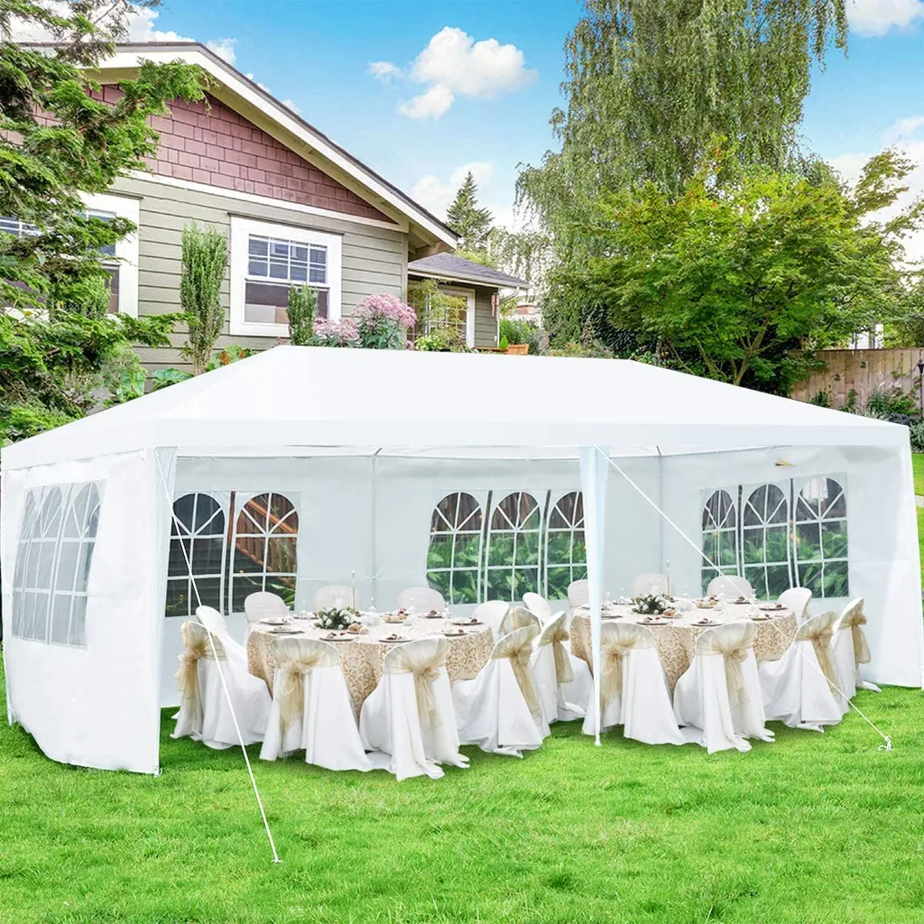 COSTWAY 3x6m Gartenpavillon Partyzelt Mit 4 Abnehmbaren Seitenwänden Inkl. Tragetasche Weiß 1 COSTWAY 3x6m Gartenpavillon Partyzelt Mit 4 Abnehmbaren Seitenwänden Inkl. Tragetasche Weiß
