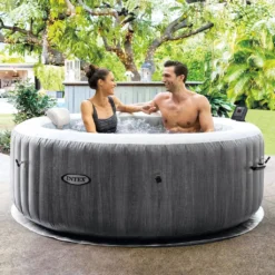 Intex Pool PureSPA 28440 Bubble 'Greywood Deluxe' Rund, 196/145cm Durchmesser (außen/innen) -Grünwelt Exporteren Garten-Winkel b60c8c1146d419a031b9aa45e4cc8a78