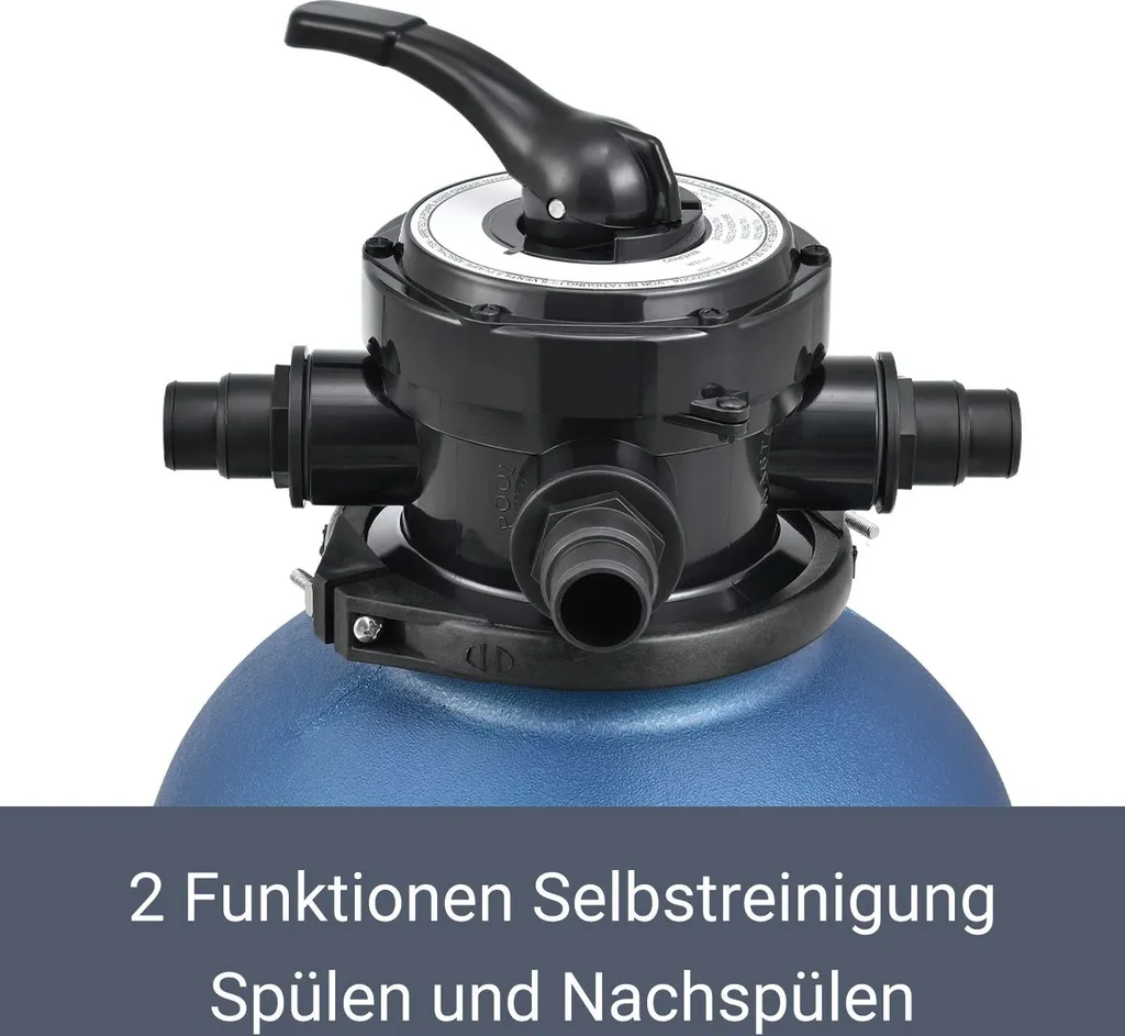 Juskys Sandfilteranlage PSFA20A – Robuster Pool-Filter Mit 4 Wege-Ventil Und Druckanzeige - Mit Selbstreinigungsfunktionen Und Winterfest 5 Juskys Sandfilteranlage PSFA20A – Robuster Pool-Filter Mit 4 Wege-Ventil Und Druckanzeige - Mit Selbstreinigungsfunktionen Und Winterfest – Bild 5