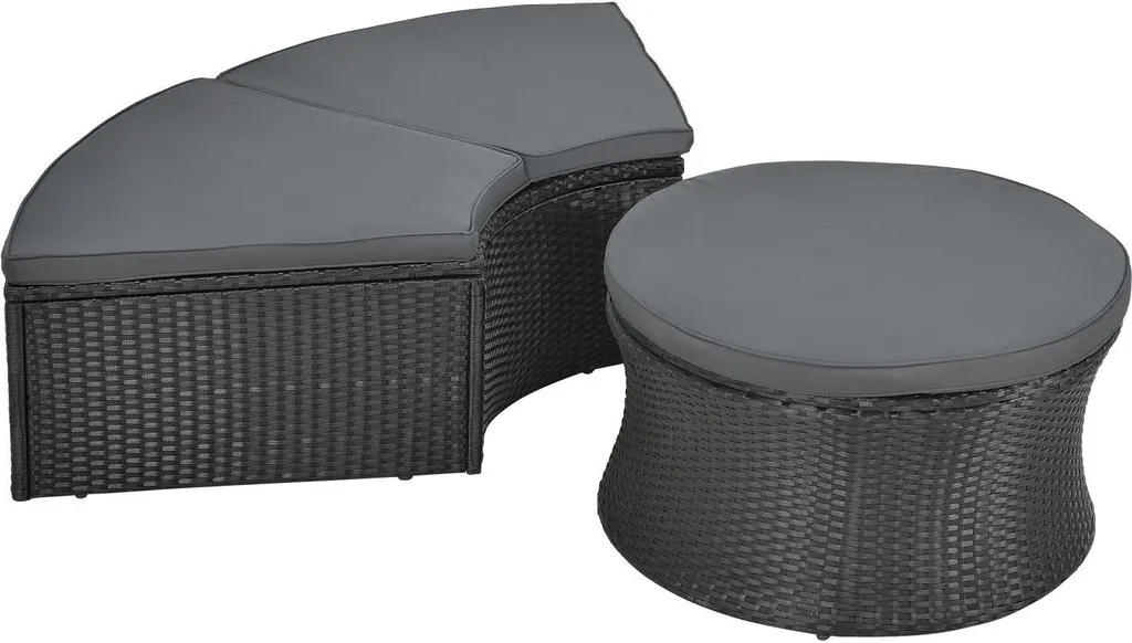 Juskys 2in1 XXL Polyrattan Sonneninsel & Sitzgruppe Puerto Plata – Set Mit Dach, Kissen, Tisch Und Hockern – Liegeinsel Lounge Wetterfest Garten 12 Juskys 2in1 XXL Polyrattan Sonneninsel & Sitzgruppe Puerto Plata – Set Mit Dach, Kissen, Tisch Und Hockern – Liegeinsel Lounge Wetterfest Garten – Bild 12