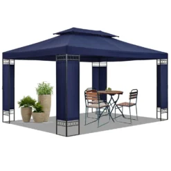 Juskys Pavillon Capri 3x4m Mit Doppeldach - Wasserabweisend & Stabil - Garten Feiern & Feste - Partyzelt Gartenpavillon Gartenzelt Outdoor Blau