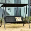 Outsunny 3-Sitzer Hollywoodschaukel Schaukelstuhl Outdoor Gartenliege UV-beständig Hochwertiges Metallrohr Winkeleinstellbar Schwarz