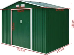 COSTWAY Metall Gerätehaus Inkl. Metallfundament 213x127x185cm Gartenhaus Geräteschuppen Garten Schuppen Dunkelgrün 8 COSTWAY Metall Gerätehaus Inkl. Metallfundament 213x127x185cm Gartenhaus Geräteschuppen Garten Schuppen Dunkelgrün -Grünwelt Exporteren Garten-Winkel b94bf87dfd40a84386759be8a43c82c3