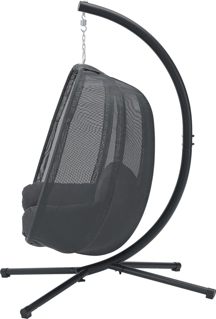 Hängesessel Abegondo Mit Gestell Und Kissen Indoor Outdoor Max. 120 Kg Hängekorb Hängestuhl Für Innen- Und Außen Stahlgestell Dunkelgrau 5 Hängesessel Abegondo Mit Gestell Und Kissen Indoor Outdoor Max. 120 Kg Hängekorb Hängestuhl Für Innen- Und Außen Stahlgestell Dunkelgrau – Bild 5
