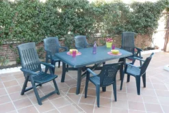 Rechteckiger Gartentisch, Italy, 180x100x72 Cm, Farbe Grün