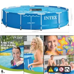INTEX Frame Pool - Set Rondo Ø 366 X 76 Cm, Farbe: Blau; 128212NP -Grünwelt Exporteren Garten-Winkel ba50fe39330123c4081d487340d9d4f0