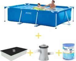 Intex Frame Pool - 260 X 160 X 65 Cm - Inklusive Solarsegel, Filterpumpe & Filter