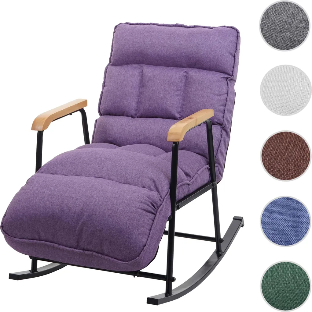 Schaukelstuhl HWC-K40, Schaukelsessel Schwingstuhl Relaxsessel, Liegefunktion Metall Stoff/Textil Lila-flieder 7 Schaukelstuhl HWC-K40, Schaukelsessel Schwingstuhl Relaxsessel, Liegefunktion Metall Stoff/Textil Lila-flieder – Bild 7