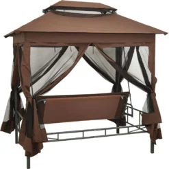 VidaXL Pavillon Umwandelbare Schaukelbank Kaffeebraun -Grünwelt Exporteren Garten-Winkel ba9db63512a96ee06144bea580bd84e1