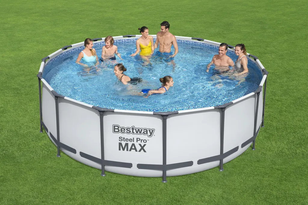 Bestway Steel Pro Max™ Frame Pool Komplett-Set, Rund, Mit Filterpumpe, Sicherheitsleiter & Abdeckplane 457 X 122 Cm 2 Bestway Steel Pro Max™ Frame Pool Komplett-Set, Rund, Mit Filterpumpe, Sicherheitsleiter & Abdeckplane 457 X 122 Cm – Bild 2