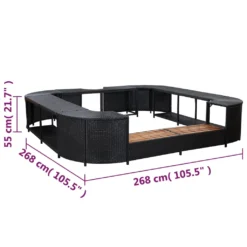 VidaXL Whirlpool-Umrandung Quadratisch Schwarz 268x268x55 Poly Rattan -Grünwelt Exporteren Garten-Winkel bad55e8ab22991723526e93d0d6a2403