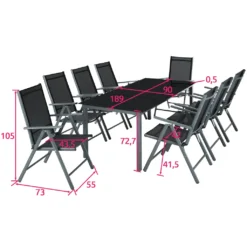 Tectake Aluminium Sitzgruppe 8+1 - Dunkelgrau -Grünwelt Exporteren Garten-Winkel badbddb0a44f1d5dd657e82eb3cd2a62