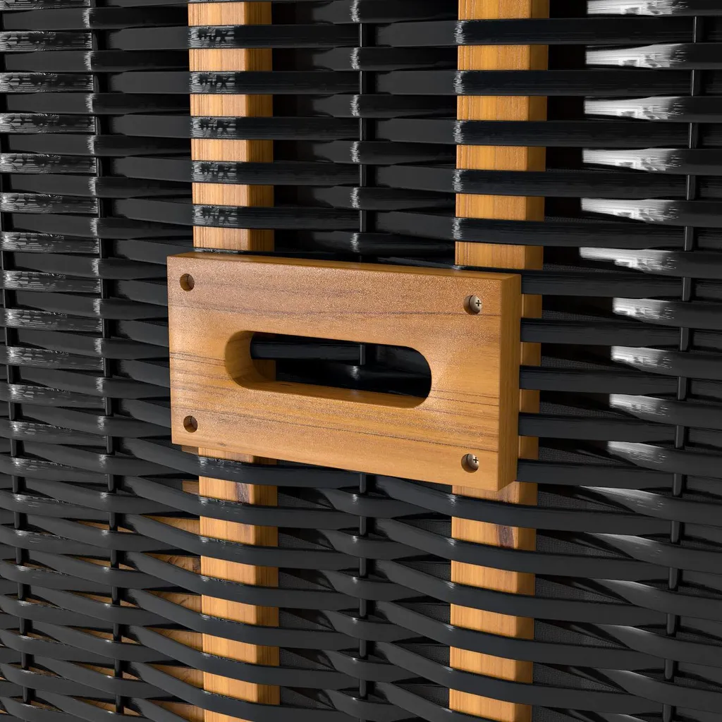 Sanzaro Strandkorb XL120 Cm Deluxe Zweisitzer Holz Und Poly-Rattan Volllieger 4 X Kissen Klappbare Rückenlehne 2 Personen Rot-Beige-Grün Karo 5 Sanzaro Strandkorb XL120 Cm Deluxe Zweisitzer Holz Und Poly-Rattan Volllieger 4 X Kissen Klappbare Rückenlehne 2 Personen Rot-Beige-Grün Karo – Bild 5