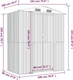 VidaXL Geräteschuppen Hellgrau 192x108x223 Cm Verzinkter Stahl -Grünwelt Exporteren Garten-Winkel bbc8800b21ca26e09a73868661ffcb1c 1