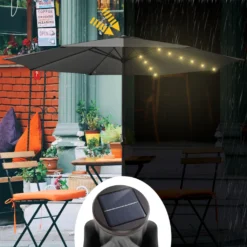 EINFEBEN 3.5m Sonnenschirm Mit LED Solar Marktschirm Mit Handkurbel UV40+ Outdoor-Schirm Terrassen,Grau -Grünwelt Exporteren Garten-Winkel bbcf91a6f3c6467ca487363a3229cb60 1