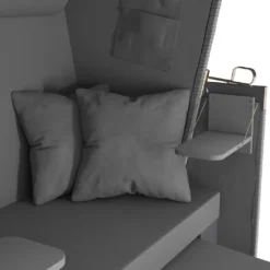 Sanzaro Strandkorb XL120 Cm Deluxe Zweisitzer Holz Und Poly-Rattan Sylt Ostsee Volllieger Inkl. 4 X Kissen Klappbare Rückenlehne 2 Personen Grau Uni -Grünwelt Exporteren Garten-Winkel bbe5ca50e1eb0bcf69ed6b861e2dcb28