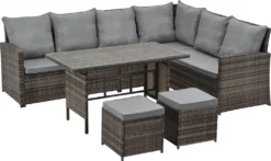 SVITA Monroe Garten-Lounge Set Polyrattan Lounge-Möbel Sitzgruppe Garten Braun