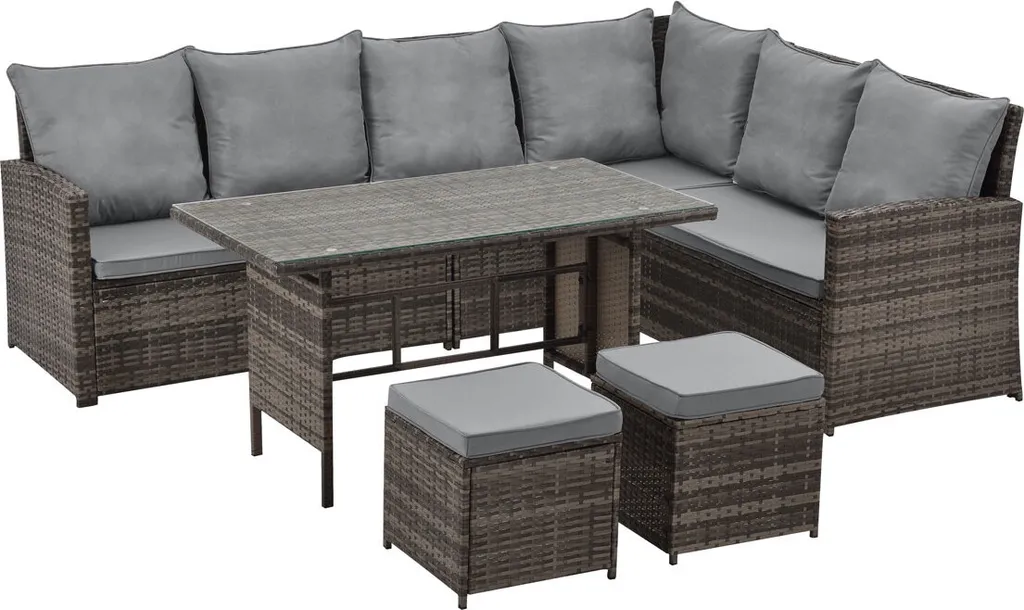 SVITA Monroe Garten-Lounge Set Polyrattan Lounge-Möbel Sitzgruppe Garten Braun 1 SVITA Monroe Garten-Lounge Set Polyrattan Lounge-Möbel Sitzgruppe Garten Braun