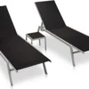 VidaXL Sonnenliegen 2 Stk. Mit Tisch Stahl Und Textilene Schwarz