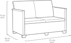 Keter Lounge Set Emma 8-teilig - Graphit , 2 Sessel + 2er Sofa + 1 Tisch Mit Aufbewahrungsbox-Funktion + 4 Sitzauflagen -Grünwelt Exporteren Garten-Winkel bc6935ae744e3ce7394add60d6fa7607